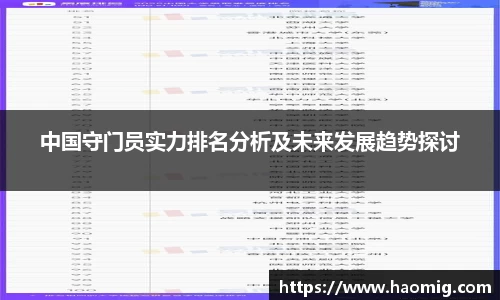 中国守门员实力排名分析及未来发展趋势探讨